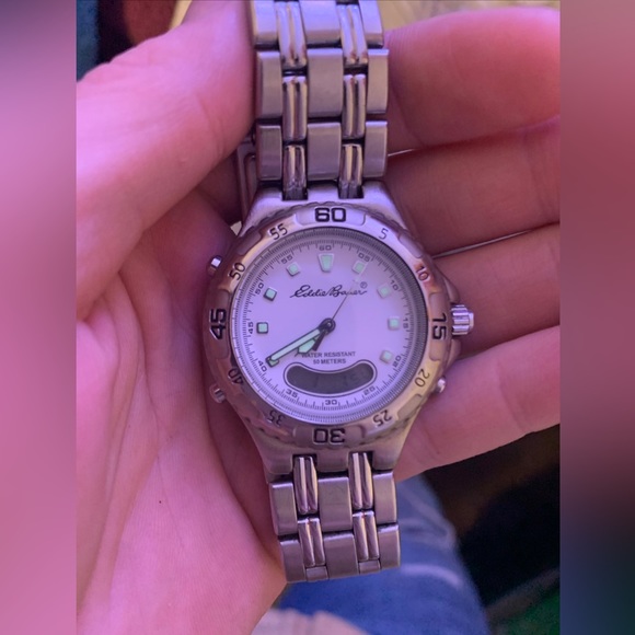 Men’s Vintage Watch Eddie Bauer Diver #3784/927 798 Stainless Steel & Silver - Picture 3 of 4